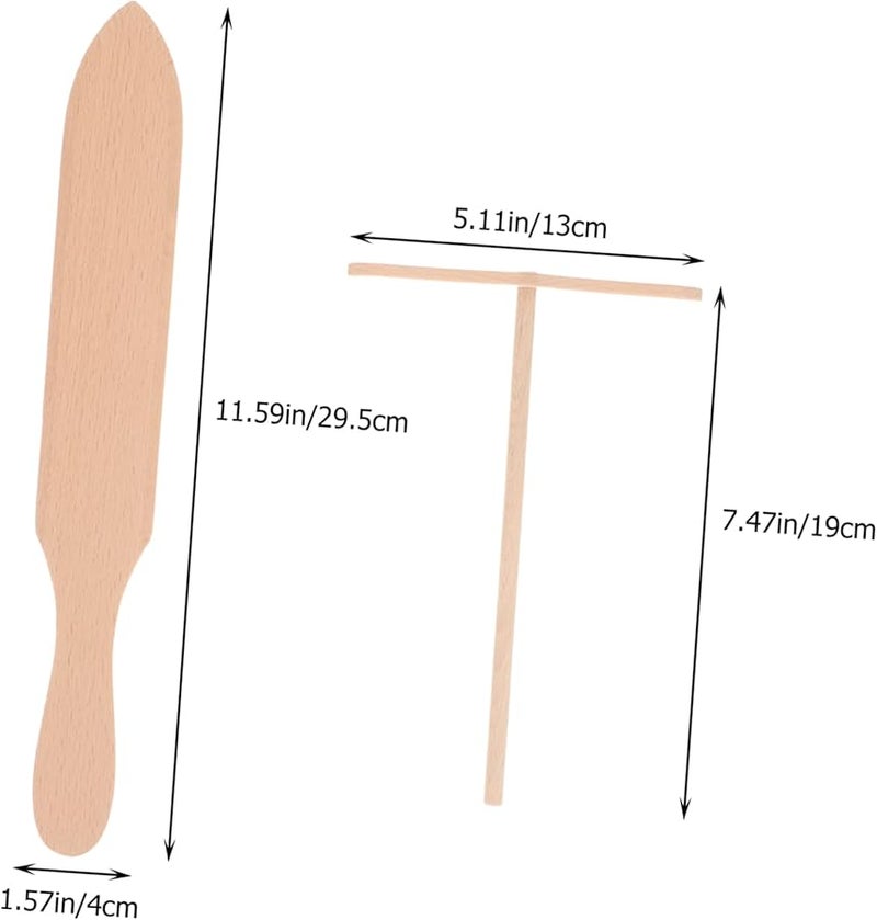 ABOOFAN 2 Sets Beechwood Crepe Spreader and Spatula Kit Non Stick Pancake Maker Accessories - Image 5